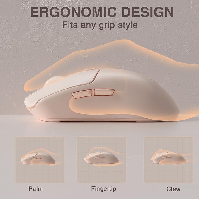 AULA SC580X Wireless Gaming Mouse, Tri-Mode 2.4G/BT5.0/USB-C Gaming Mice with 12000 DPI, 6 Programmable Buttons, Rechargeable Computer Mouse for Laptop/PC/Mac/Tablet