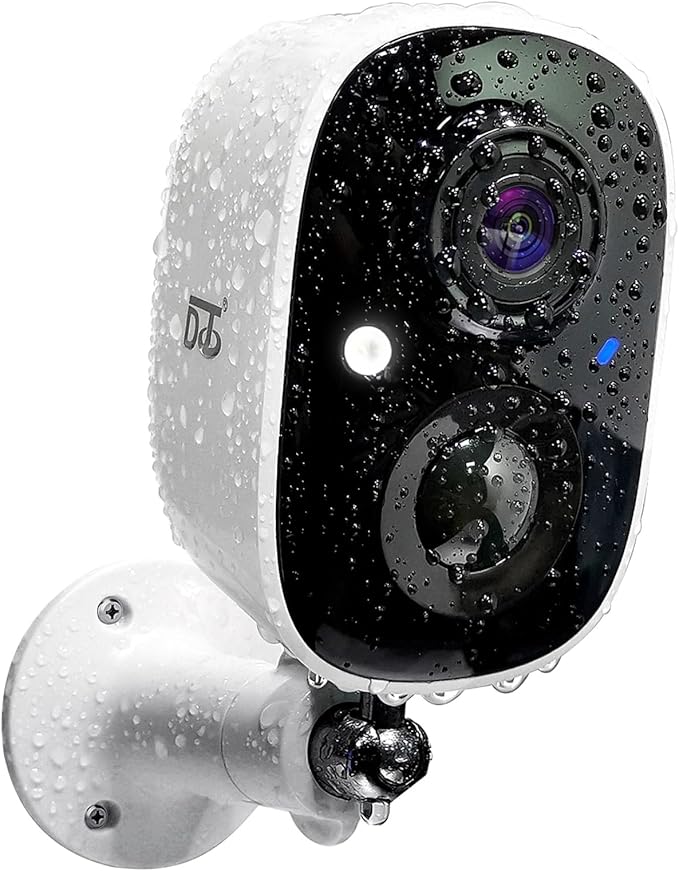 DCT Security Cameras Wireless Outdoor: WiFi Battery Cameras for Home Outside 2K Color Night Vision Motion Detection Surveillance Cameras Two-Way Audio Siren Alarm Spotlight(White)