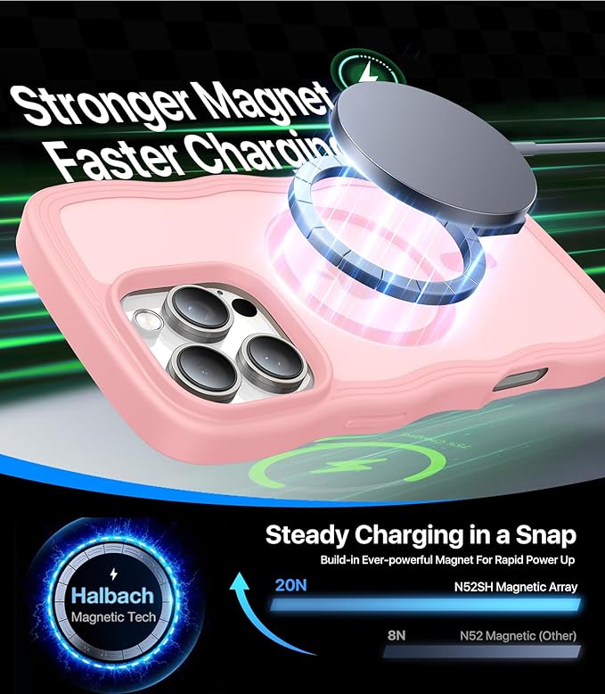 Magnetic for iPhone 16 Pro Max Case[Compatible with MagSafe][Military-Grade Drop Protection][Anti-Yellowing] Shockproof Translucent Matte Cover for iPhone 16 Pro Max Phone Case,PeachPink