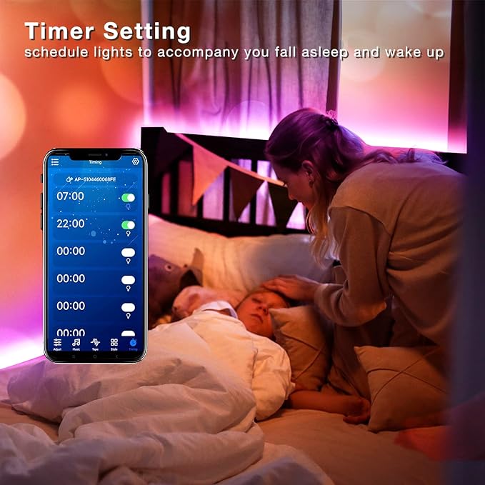 phopollo LED Lights for Bedroom 200ft, Music Sync Color Changing, Smart App Control with Remote, Ultra-Long LED Strip Lights for Party, Home Decoration.