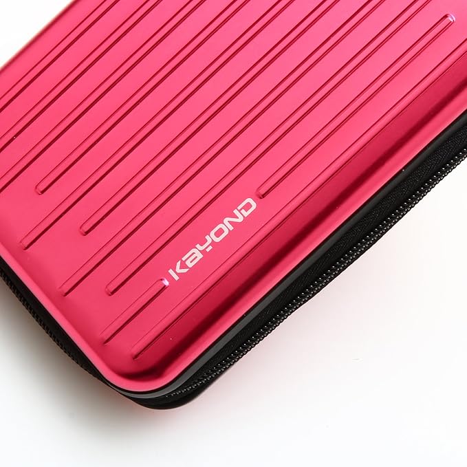 KAYOND Anti-Shock Silver Aluminium Carry Travel Protective Storage Case Bag for 2.5" Inch Portable External Hard Drive HDD USB 2.0/3.0 (Red)