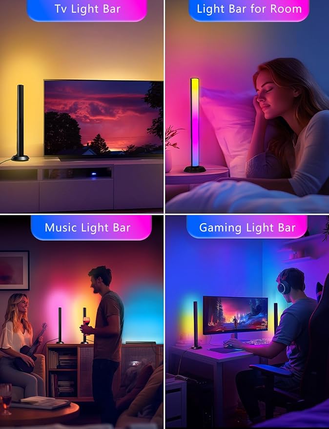 DAYBETTER Smart LED Light Bars, RGB Light Bar, 14 Inches TV Backlights with Scene and Music Modes, Smart Light Bars with Multiple Placement Options, Mood Lighting, PC Gaming Light Bar for Room Decor