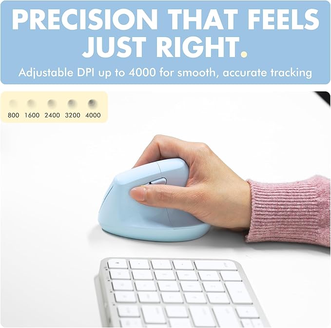 X9 Performance Wireless Vertical Ergonomic Mouse - (BT + 2.4Ghz) - Click in Comfort - Up to 4000 DPI, 6 Button, Rechargeable - Bluetooth Ergonomic Vertical Mouse Wireless - for Mac and PC - Blue