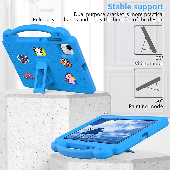 AKABEILA Compatible with Honor Pad X9a 2025 11.5 inch Tablet Case, Kids Friendly Universal Lightweight Shockproof Protective Case with Shoulder Strap & Stand Handle Sky Blue