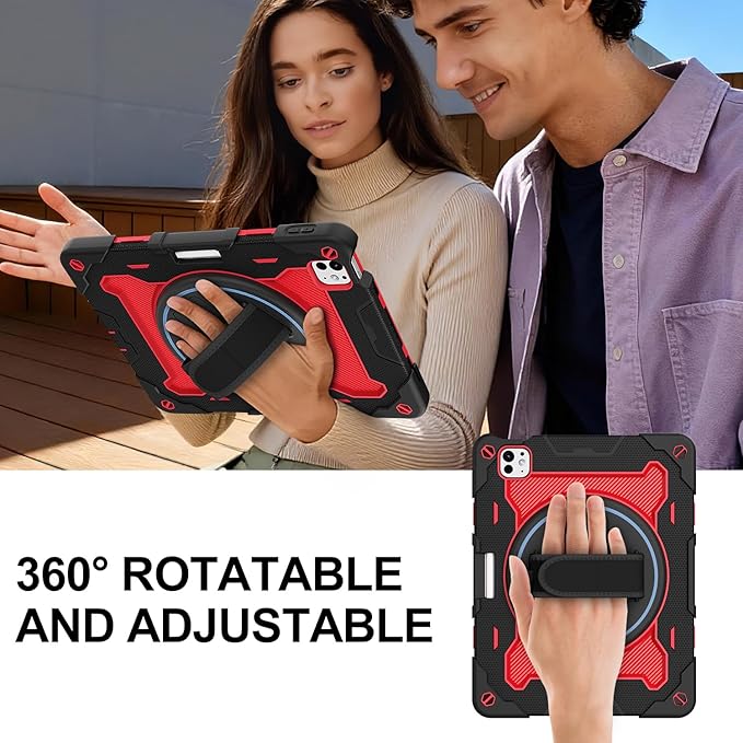 iPad Pro 11 inch Case 1st-4th Gen (2022/2021/2020/2018) Full-Body Shockproof Protective Cover with 360° Rotating Stand for Kids, Also for iPad Air 11 inch Case M2 2024 6th Gen Pencil Charge