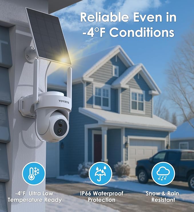 4K Security Cameras Wireless Outdoor, No Subscription, [2026 NEW] Solar-Powered Home Security Camera System with 360° Auto Tracking, Color Night Vision, 64GB Local Storage, 5G & 2.4G WiFi, Easy Setup