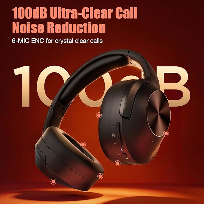 Vonaural Active Noise Cancelling Headphones, Upgraded Wireless Bluetooth Headphones Over Ear (Carbon Black)