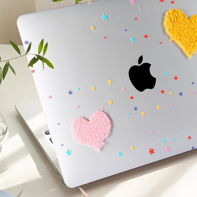 DTangLsm Compatible with MacBook Pro 13 inch Case M2 2024 2023 2022-2016 A2338 M1 A2159 A2289 A2251 A1989 A1706 A1708 Handmade Plastic Hard Shell 3D Plush Heart Case & Keyboard Cover, Two Hearts