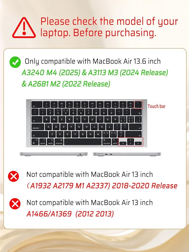 Seorsok Compatible with New MacBook Air 13.6 inch Case M4 M3 M2 2025 2024-2022 Release A3240 A2681 A3113 Touch ID,Cute Striped Plastic Hard Shell Case with Keyboard Cover,Black & White Stripes