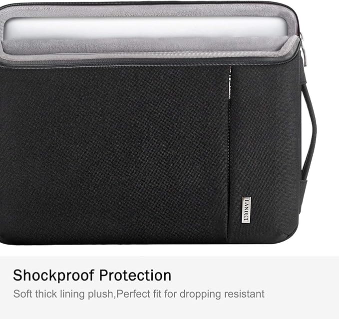 LANDICI 360° Protective Laptop Sleeve 15.6 Inch for MacBook Pro 16 M2/M1,MacBook Air 15,Computer Bag Carrying Case for 15-16 Inch HP Dell Asus Notebook, Slim, Shockproof, Waterproof, Black