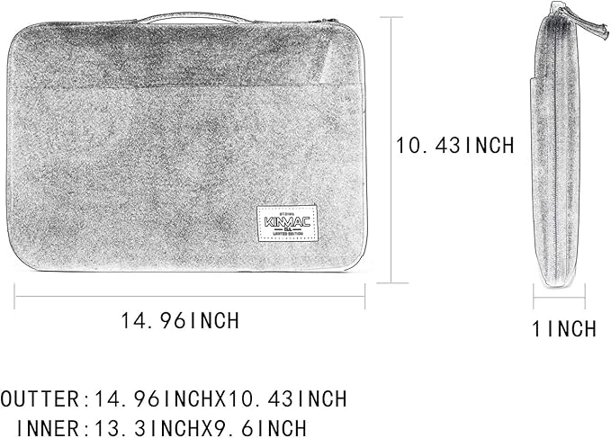 Kinmac 360 Degree Protective Laptop Sleeve Case Bag with Handle for MacBook Air 15 inch and 15 inch-15.6 inch HP Lenovo Dell ASUS Acer Notebook Computer (Sea Grass)