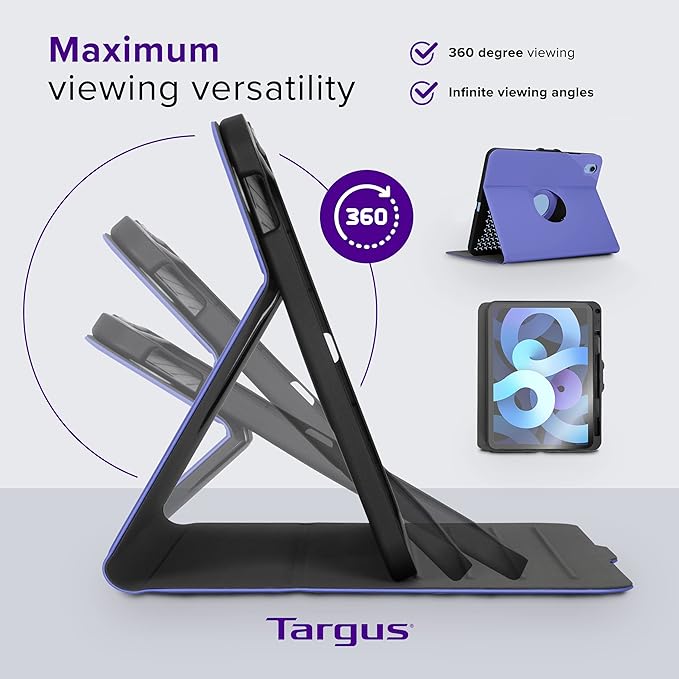 Targus VersaVu iPad 10th Generation Case 2022 iPad 10.9 Inch Case, iPad 10 Case 360 Degree Rotating Military Grade Drop Protection Cover for 10.9” iPad 10th Gen 2022 Magnetic Close, Purple(THZ93507GL)