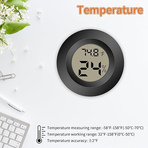 Mini Hygrometer Indoor Outdoor Thermometer Humidity Meter Digital LCD Temperature and Humidity Monitor Humidity Gauge for Greenhouse Humidor Reptile Thermostat Jars Fahrenheit(℉)/ Celsius(℃) 4 Pack