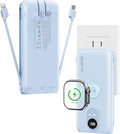 Portable Charger, 10000mAh 22.5W Power Bank Fast Charging with Wall Plug, Built-in Cables, LED Display, Compact Lightweight USB C Travel Battery Pack for iPhone 17/16, Android Cell Phone, Pad, iWatch