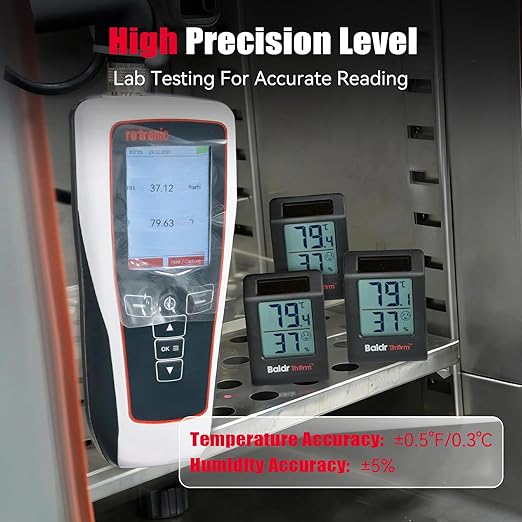BaldrTherm Humidity Meter Hygrometer, Solar-Powered Room Thermometer Indoor Digital Temperature Sensor Monitor, 2.2''Humidity Gauge for Baby Rooms, Home, Office, 3Pack, Black