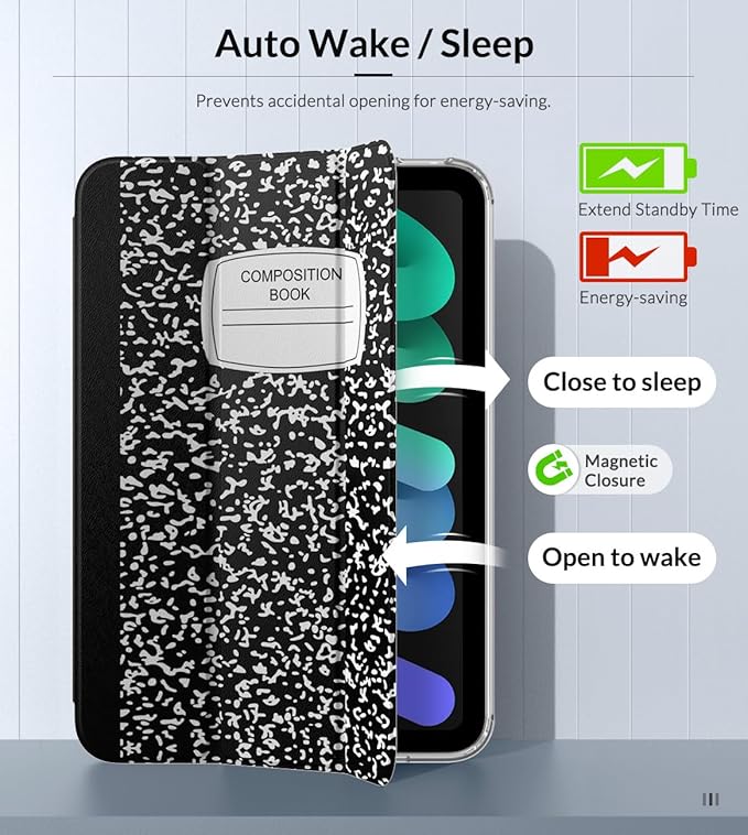 MoKo Case Fit New iPad mini 7 (A17 Pro) 2024, iPad mini 6th Generation Case 2021 (8.3-inch), iPad mini 6 Case, Soft TPU Translucent Frosted Back Cover Case for iPad mini 7th, Notebook Black