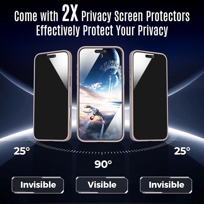 Symcele Designed for iPhone 16 Plus Case, Compatible with MagSafe, with Privacy Screen Protectors X2, [Camera Protection] [15FT Drop Protection] Shockproof Phone Case, 6.7", Natural Titanium