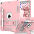 CCMAO Case for iPad 9th/8th/7th Gen, iPad 10.2 2021/2020/2019 with Kickstand & Pen Holder, Hybrid Heavy Duty Shockproof Protective Case, Rose Gold+Gray