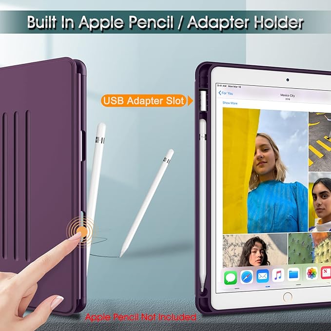 Fintie Magnetic Stand Case for iPad Air 10.5" (3rd Generation) 2019 / iPad Pro 10.5" 2017, Multi-Angle Viewing Rugged Soft TPU Back Cover with Pencil Holder, Auto Wake/Sleep, Purple