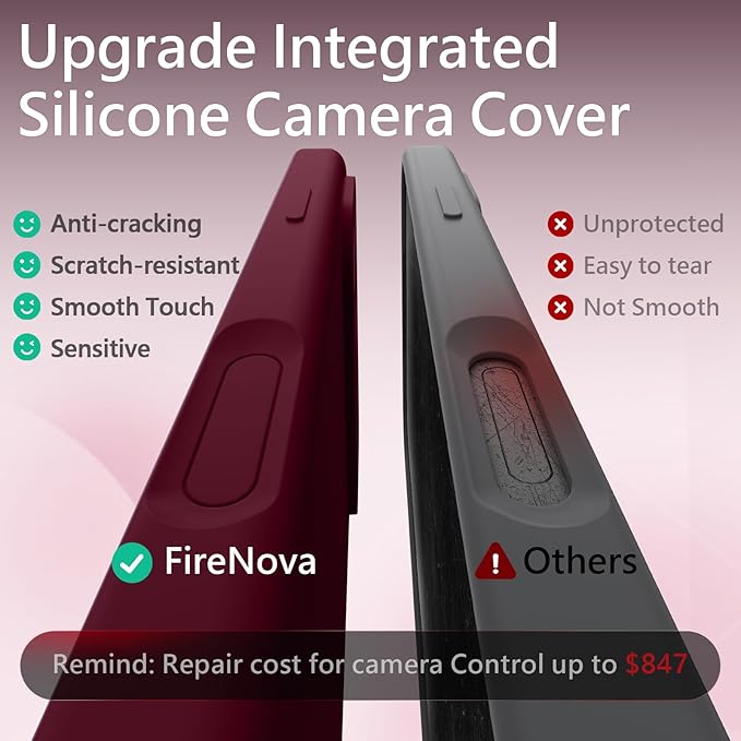 FireNova Magnetic for iPhone 17 Pro Case, Compatible with MagSafe, [Integrated Silicone Camera Control Button] [Camera Protection] Anti-Scratch Microfiber Lining Phone Case, 6.3", Plum