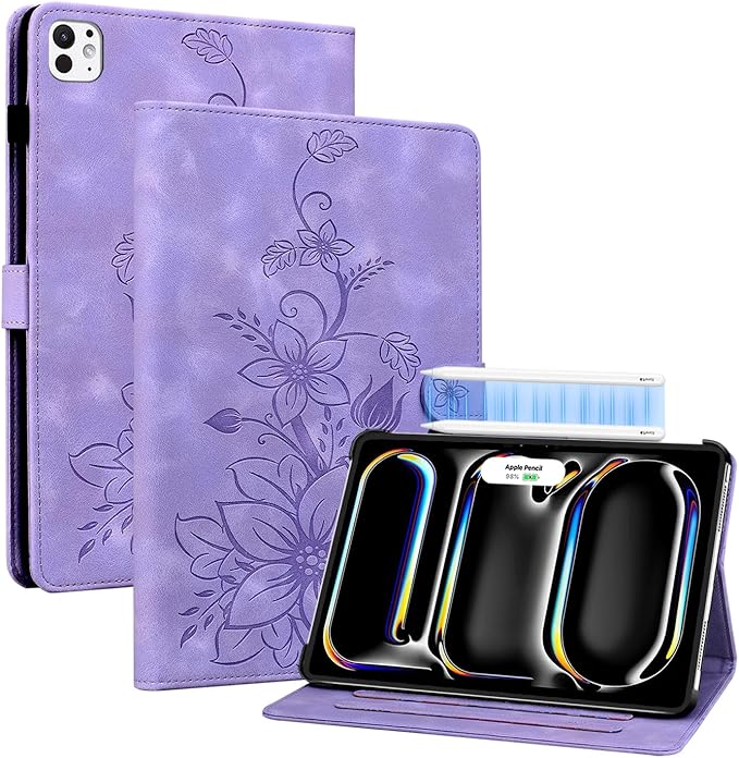 Case for iPad Pro 13 Inch (M5) 2025/ (M4) 2024, Auto Wake/Sleep Supports Pencil Pro and Pencil(USB-C) Magnetic Clasp Stand for iPad Pro 13 Inch Cover, Purple