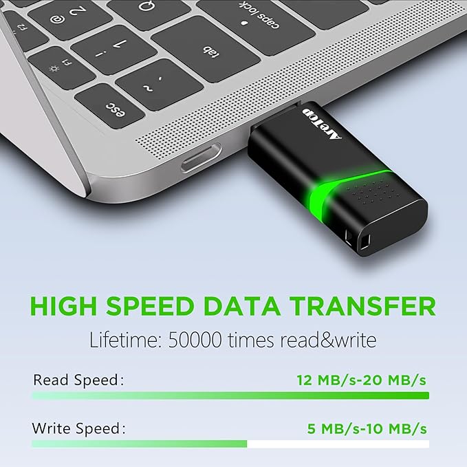 AreTop 32GB Thumb Drive with Type C Adapter, Retractable USB 2.0 Flash Drive Multicolor USB Drive for Date Storage, High Speed Jump Drives with LED Indicator Lanyard, 32GB 1 Pack (Green)