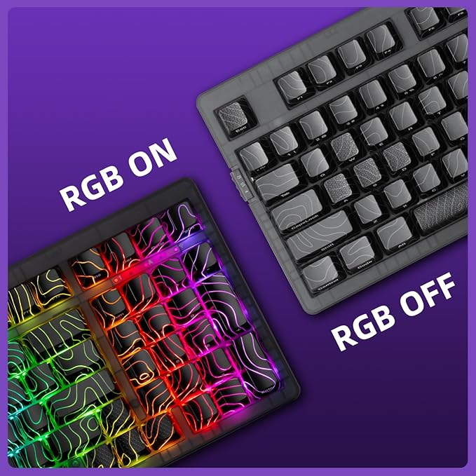 ZORNHER ZH980 Mechanical Keyboard Wireless,95% Black Hot-Swappable Custom Creamy Keyboard with Number Pad,Black Topographic Keycaps,Creamy Sounding Linear Switches,Full Size,2.4GHz/USB-C/BT5.0