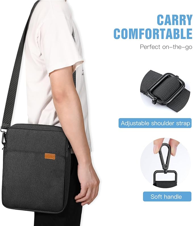 TiMOVO 9-11 Inch Tablet Sleeve Bag with Shoulder Strap for iPad 11-inch A16 2025, iPad 10th Gen. 10.9"/10.2", Galaxy Tab A9 Plus 11", Black & Grey