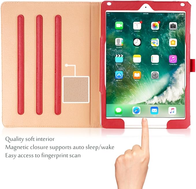 ProCase for iPad 9.7 Inch iPad 6th/5th Generation Case 2018 2017/iPad Air 2/Air 1 Case, Premium Leather Folio Corner Protection Multi-Angle Viewing Stand Cover with Front Pocket Pen Loop -Red