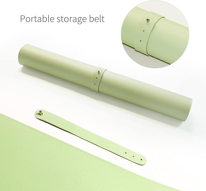 RENMTURE Dual-Sided Mouse Pad, Natural Cork & PU Leather Large Desk Pad for Office and Home Work, Desk Protector Non-Slip, Waterproof, Easy Clean (Light Green, 36"x17")
