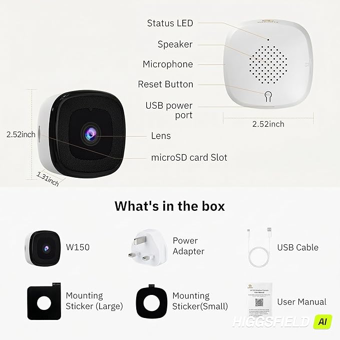 Girafit 3MP 2K Window Camera,2.4GHz & 5GHz WiFi Indoor Cameras for Home Security with ChroMax Al Color Night Vision,Person & Motion Detection,24/7 Recording,Easy & Quick Install