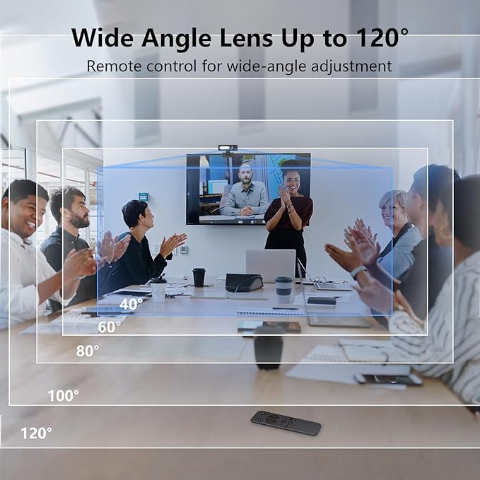 4K Webcam with Dual AI Noise-Cancelling Mics Autofocus, Auto Light Correction,120° FOV,Privacy Cover,Plug and Play Computer Camera for Microsoft Teams/Zoom/Google Voice/Skype/Facetime/YouTube,Black