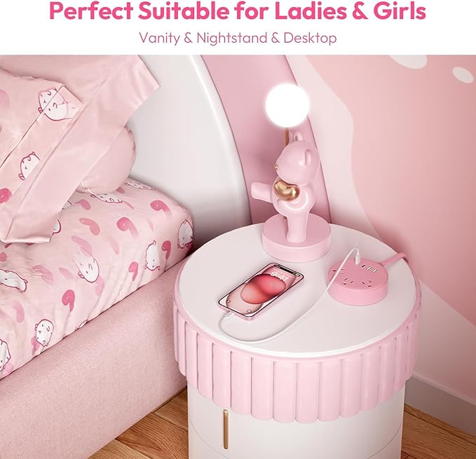 Pink 2 Prong Power Strip with USB-C, NTONPOWER 1875W/15A 2 Prong to 3 Prong Outlet Adapter, Rotating Plug,Pink Extension Cord 5 FT,3 Outlets 4 USB Port, Ideal for Old House, Vanity Desk, Office,Travel