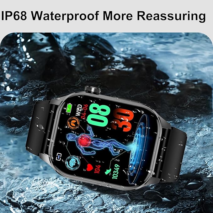 Advanced Health Smartwatch for Women Men with Real-Time Monitoring of Heart Rate, Blood Oxygen, Body Temperature, Blood Pressure, Sleep Auality and Stress Levels (Brown)