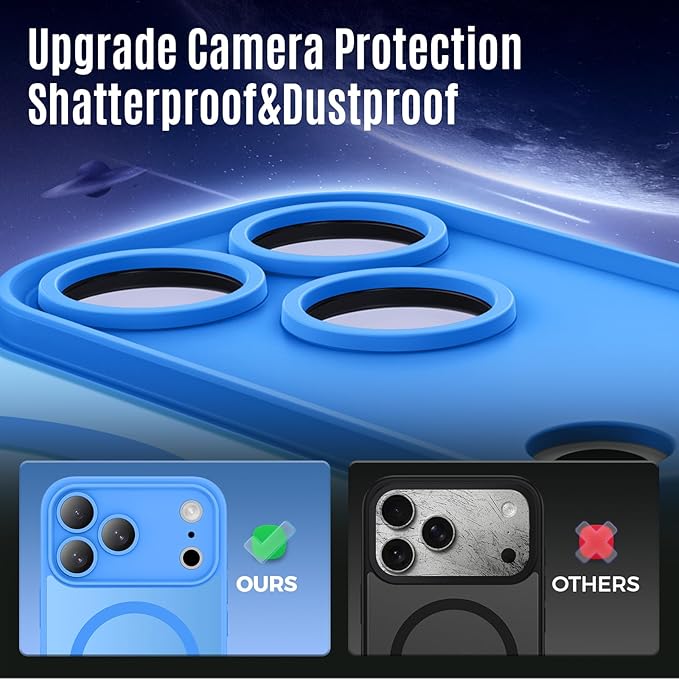 Symcele Designed for iPhone 17 Pro Case, Compatible with MagSafe, [Camera Protection] [15FT Military Drop Protection] Shockproof Translucent Matte Anti-Slip Phone Case, 6.3", Blue