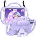 Kids Case for iPad A16 11" 2025 (11th Gen) & 10th Generation 10.9" 2022 & iPad Air 11" M3/M2 & Air 5th/4th Gen & Pro 11, Durable Shockproof Cover with Shoulder Strap Handle Stand, Light Purple