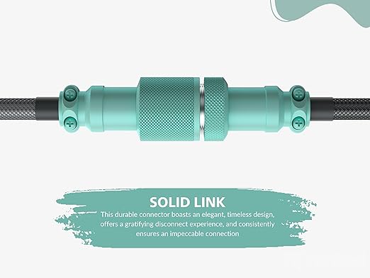 Ranked Coiled Keyboard Cable | Handcrafted Double-Sleeved Braided Cable | USB Type C to A | 5-Pin Aviator Connector for Custom Mechanical Gaming Keyboard | Support Fast Charge 20W (Dolch)