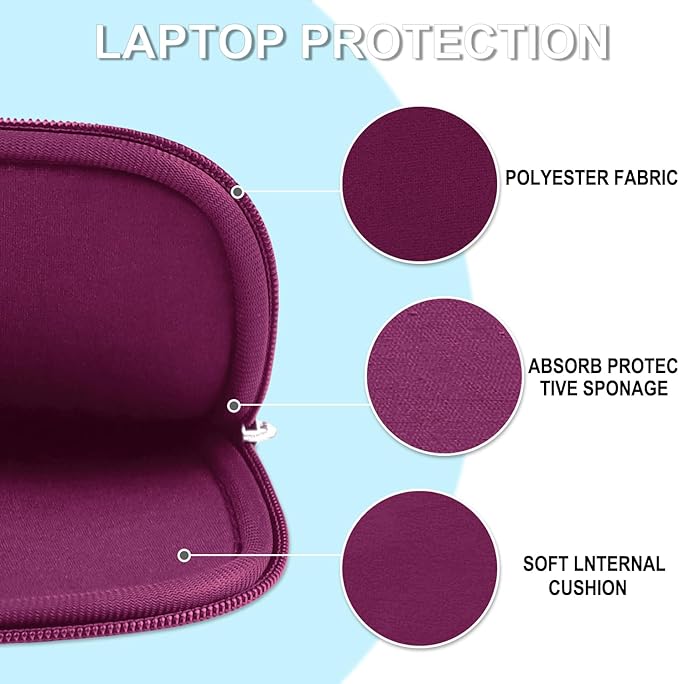 Laptop Case 15.6 inch, Shockproof Protective Laptop Cover Carrying Computer Bag with Accessory Pocket Portable Computer Sleeve Compatible with HP, Dell, Lenovo, Asus, Rose Red