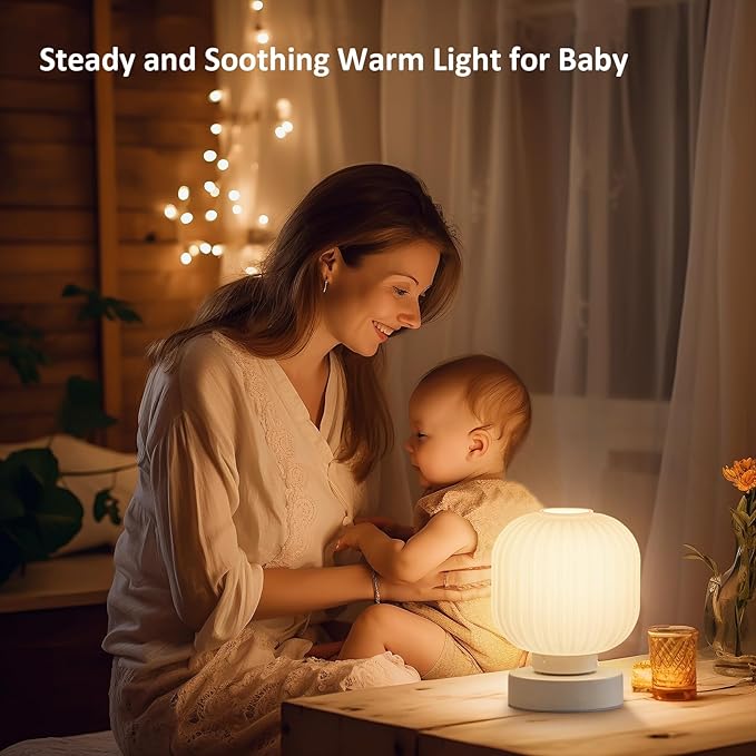 Elenhome Touch Bedside Glass Table Lamp Set of 2 with 3 Way Dimmable Light, Small Table Lamps with USB C+A Charging Ports - Bedroom Nightstand & Living Room Essential, Bulb Included