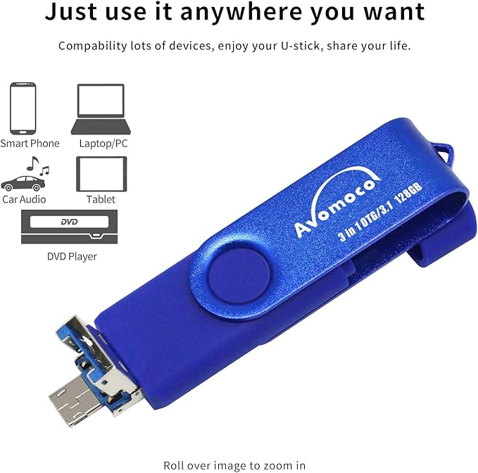 3.1 256GB 3 in1 High Speed Photo Backup Flash Drive for iPhone 15/16/17 wtih Type C/USB-C Port,Photo-Stick-for Android Phones with OTG Function