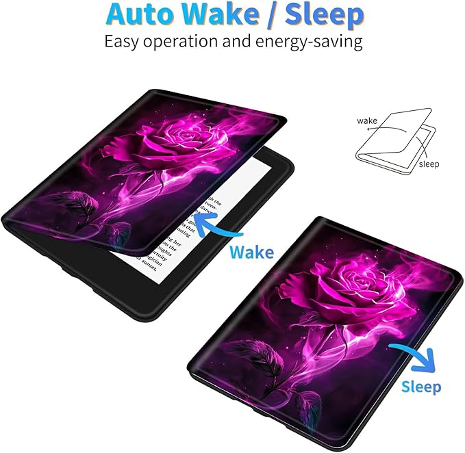 for Amazon Kindle Fire Max 11 (13th Generation, 2023 Release) 11" Tablet Case, Slim Kickstand Stand Leather Smart Cover with Auto Wake/Sleep, Rose Red Wolf