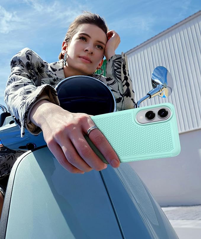 FNTCASE for Samsung Galaxy S25-Edge Case: Lightweight Cell Phone Cover Military Grade Drop Protection with Non Slip Textured Back | Rugged Shockproof Protective Bumper Cases(Mint Green)