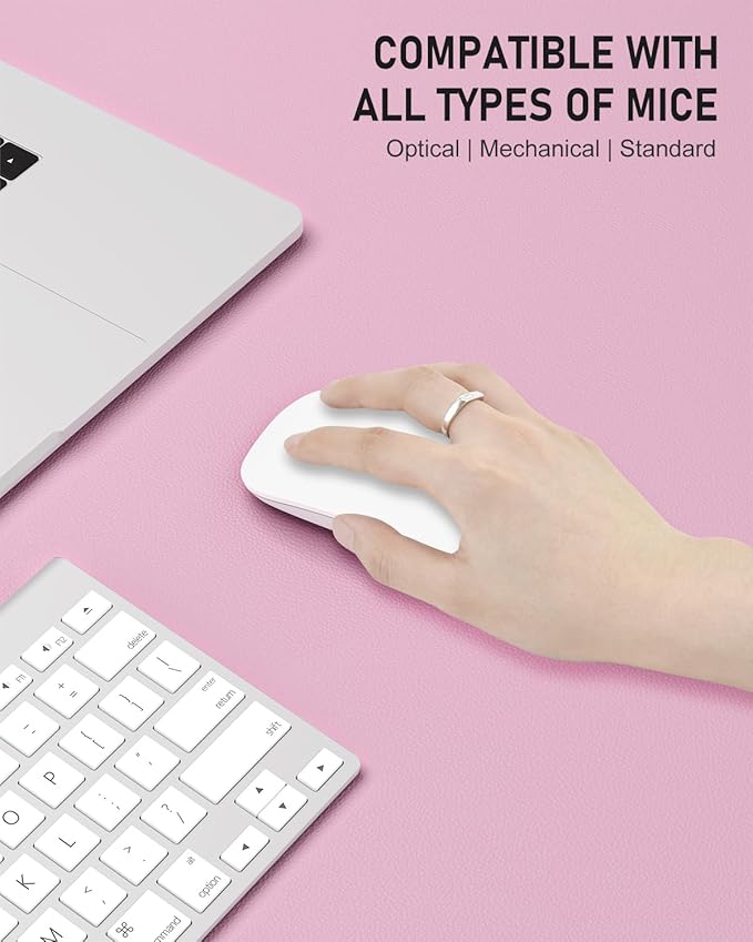 Desk Pad, 35.5" x 17" PU Leather Non-Slip Desk Mat Large Mouse Pad for Desktop, Waterproof Laptop Computer Writing Mat for Office, Home, Work, Gaming, Pink
