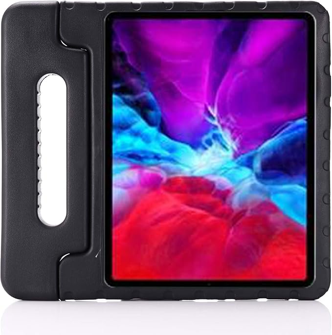 Kids Case for iPad Pro 12.9 inch 6th/5th/4th/3rd Generation 2022/2021/2020/2018 with Pencil Holder,Anti-Slip Handle Stand Lightweight Child Proof EVA Shockproof Rugged Kickstand Cover, Black