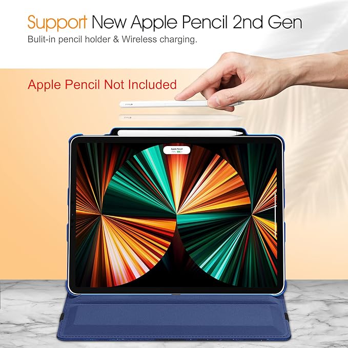 Fintie Rotating Case for iPad Pro 12.9-inch 6th Generation 2022-360 Degree Swiveling Protective Cover with Pencil Holder, Auto Sleep/Wake, Also Fit iPad Pro 12.9" 5th/4th/3rd Gen, Starry Sky