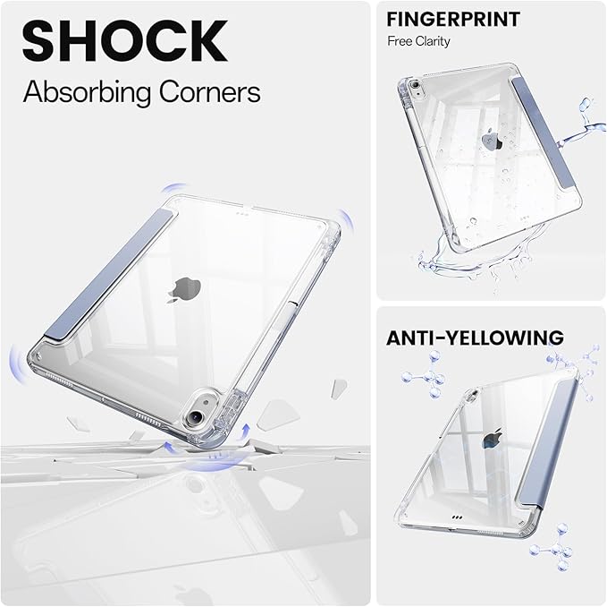 Clear Case for iPad mini 7 A17 Pro 8.3 Inch, iPad mini 7th/6th Generation Case (2024/2021),Slim Shockproof Transparent Back,Y-Shaped Mutil Angles Folding,Supports Pencil Pro&USB-C (Purple)
