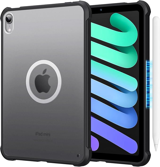 Case for iPad mini A17 Pro, iPad mini 6 case, Compatible with Magsafe, Clear Back with TPU Frame, Slim Lightweight Protective Case for 8.3“ iPad mini (Black)