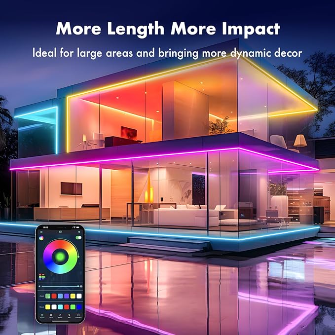 Neon RGB Rope Lights,IP67 Waterproof,Flexible Led Rope Lights,Control with App/Remote,Music Sync,for Gaming Room Living Bedroom Wall Decor (20FT)