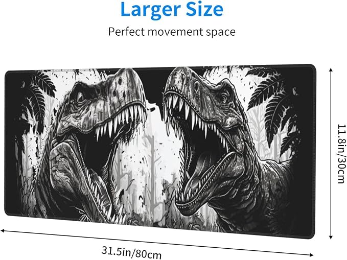 Dinosaur Mouse Pad XL Large Mousepad Non Slip Rubber Base Desk Mat for Laptop Computer Gaming 31.5" X 12"