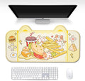 PERFECTSIGHT Cute Cat Desk Mat Kawaii Fast Food Desk Pad, Switch Large Gaming Mouse Pad, Cartoon Deskmat Mousepad, Anime Blotter Protector Laptop Keyboard Pad for Women Girls, Kitty